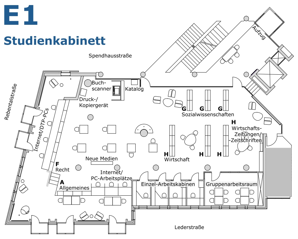 Übersichtsplan Studienkabinett