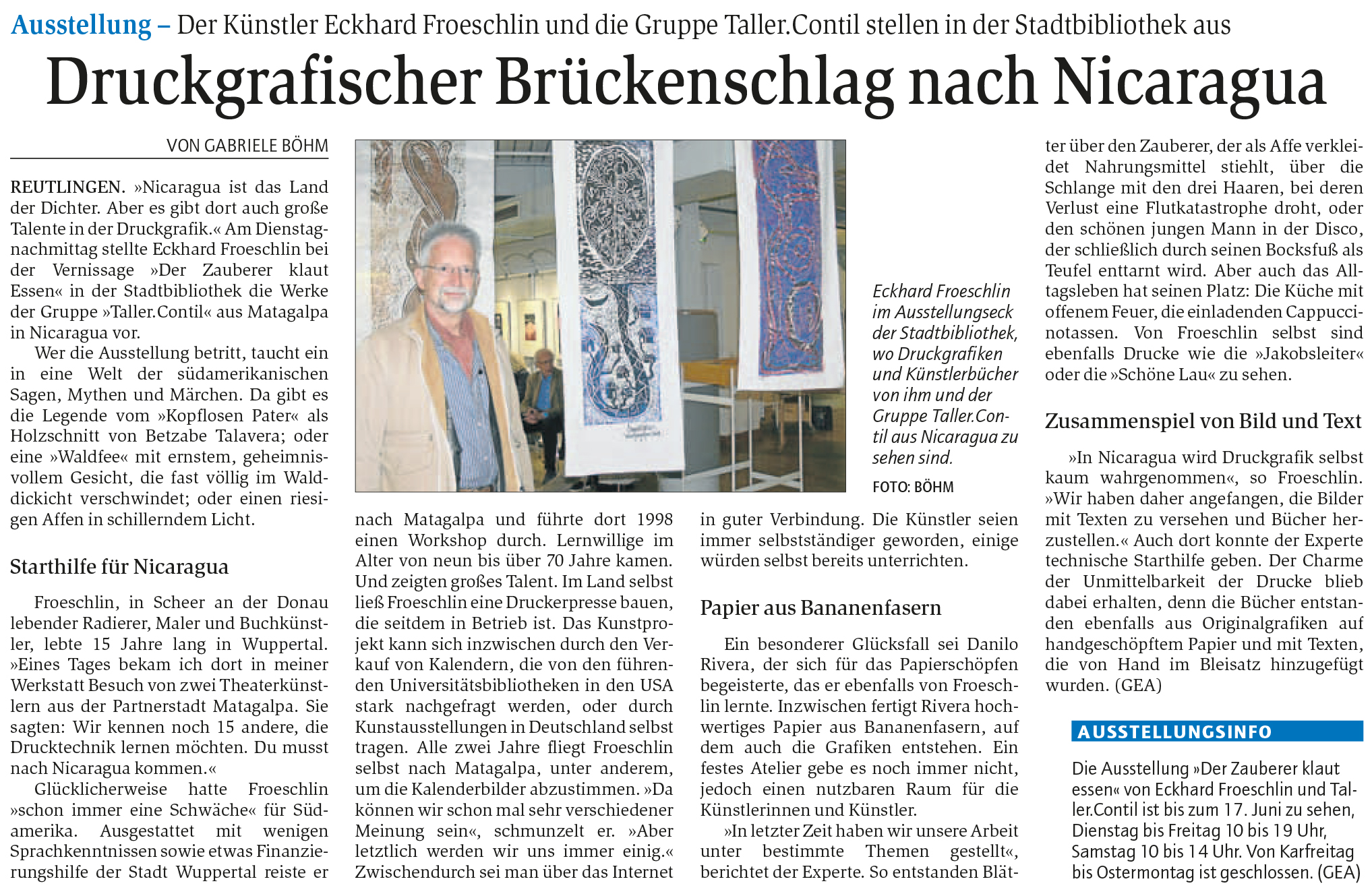 Druckgrafischer Brückenschlag nach Nicaragua